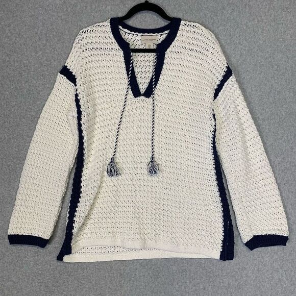 Martha Stewart Collection Women's Size Large Blue White Knit Pullover Sweater To - Picture 1 of 6
